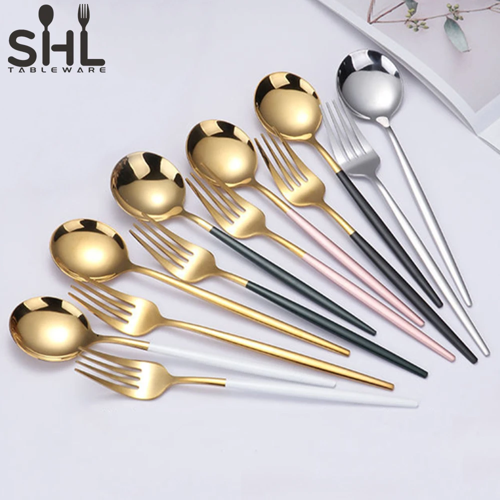 Modern wedding events banquet cutleri stainless steel matt black cutlery set