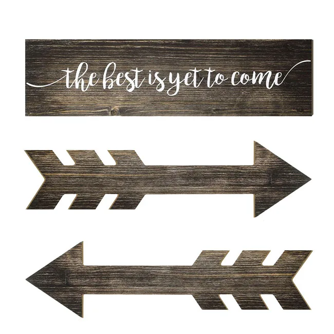 Rustic Wood Hanging Signs Inspirational Wall Decor Wooden Arrow Plank Design Wall Decor for Farmhouse