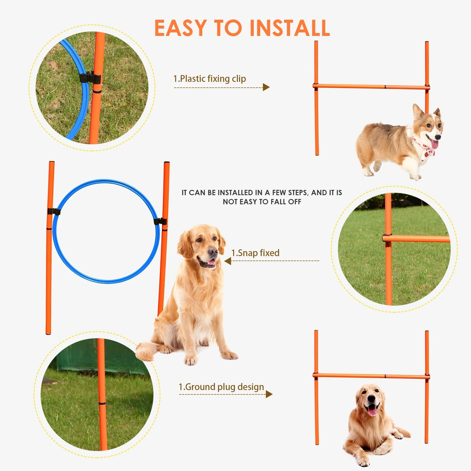 LXY-N411 Dog Agility Training Equipment Tunnel Poles Hurdles Exercise Pet Obstacle Course Agility Pet Training Set