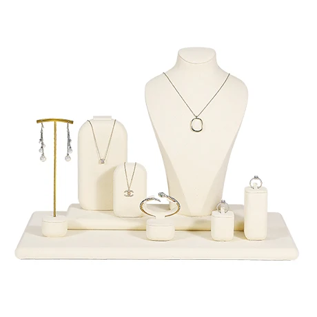 High Grade Jewelry Display Set for Window Show Beige Jewelry Display Stand Accepted Customized Jewelry Displays Set