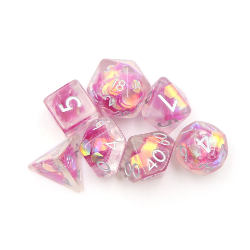 Professional Manufacturer 16Mm Soft Edge Shiny Pink Smoke Resin Wholesale Engraved High Quality Custom 16Mm Cube Dice Set