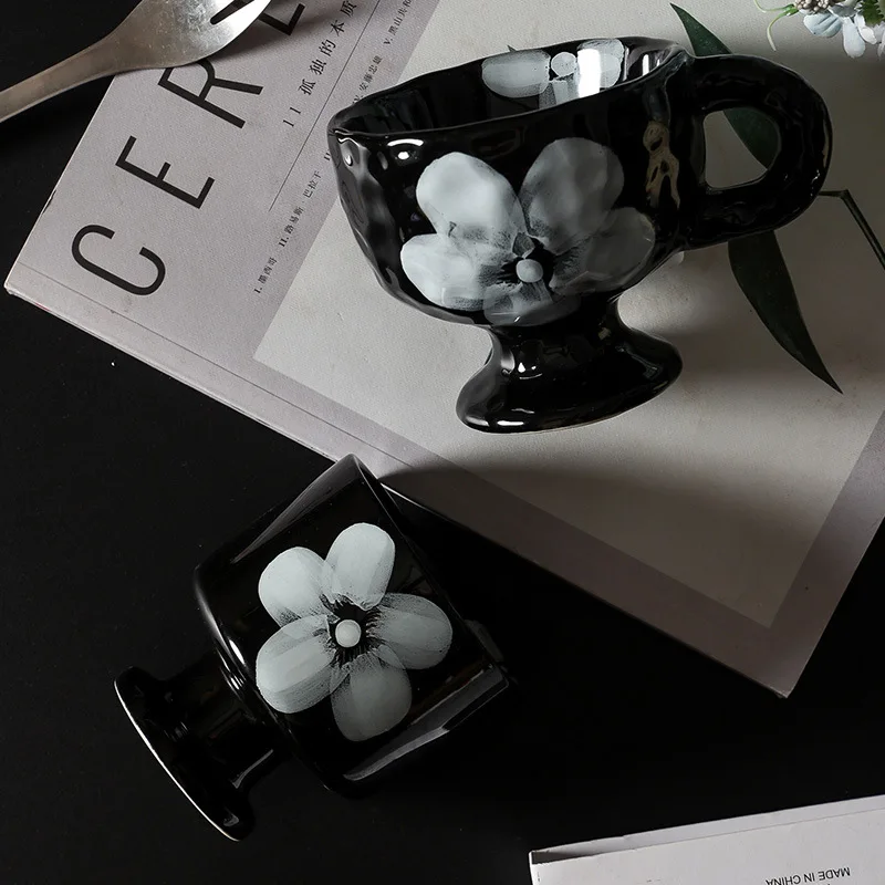 Solhui  Ins creative personality vintage ceramic goblet high appearance home office afternoon tea cup