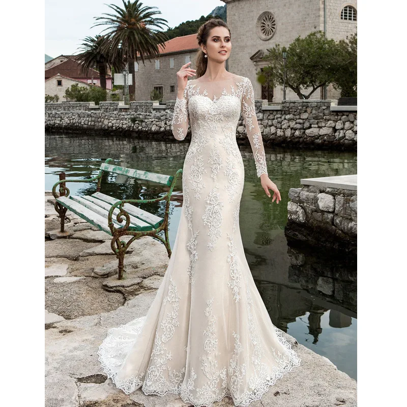 Factory  ODM OEM mermaid wedding dresses 2023sequins french lace wedding bridal dress for party