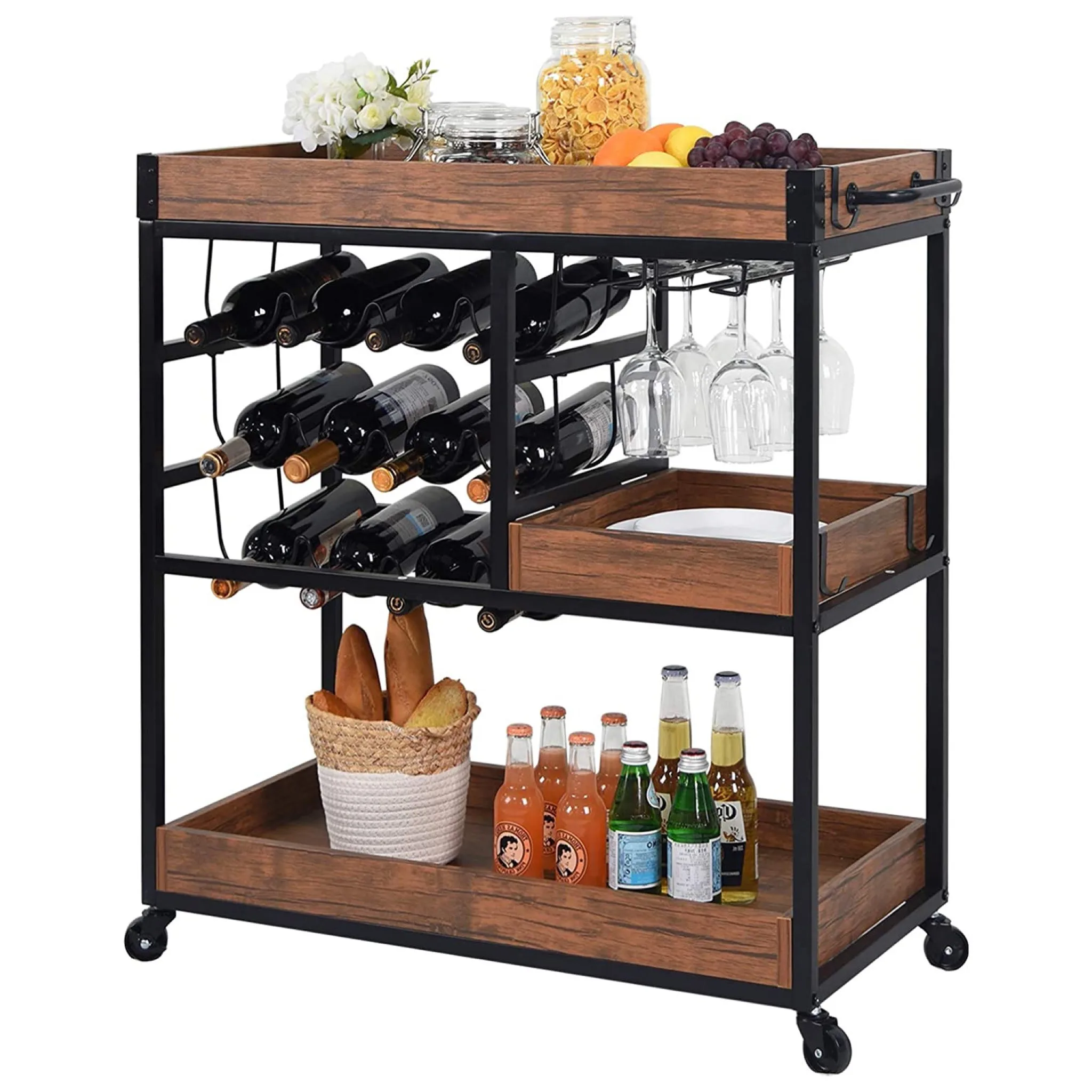 Кухонные стеллажи с металлической рамой, деревянные полки для гостиной, Кухонная Тележка, полка для хранения, мебель для дома