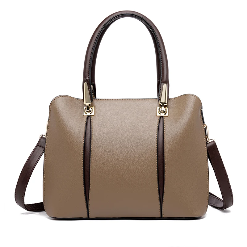 Large capacity high quality women handbag shoulder bag PU leather stylish ladies girls bag LOGO customizable with zipper pure