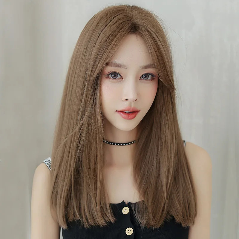 Ainizi new arrival 50cm straight Korean style middle parting synthetic fashion idol wigs for women 3 colors available