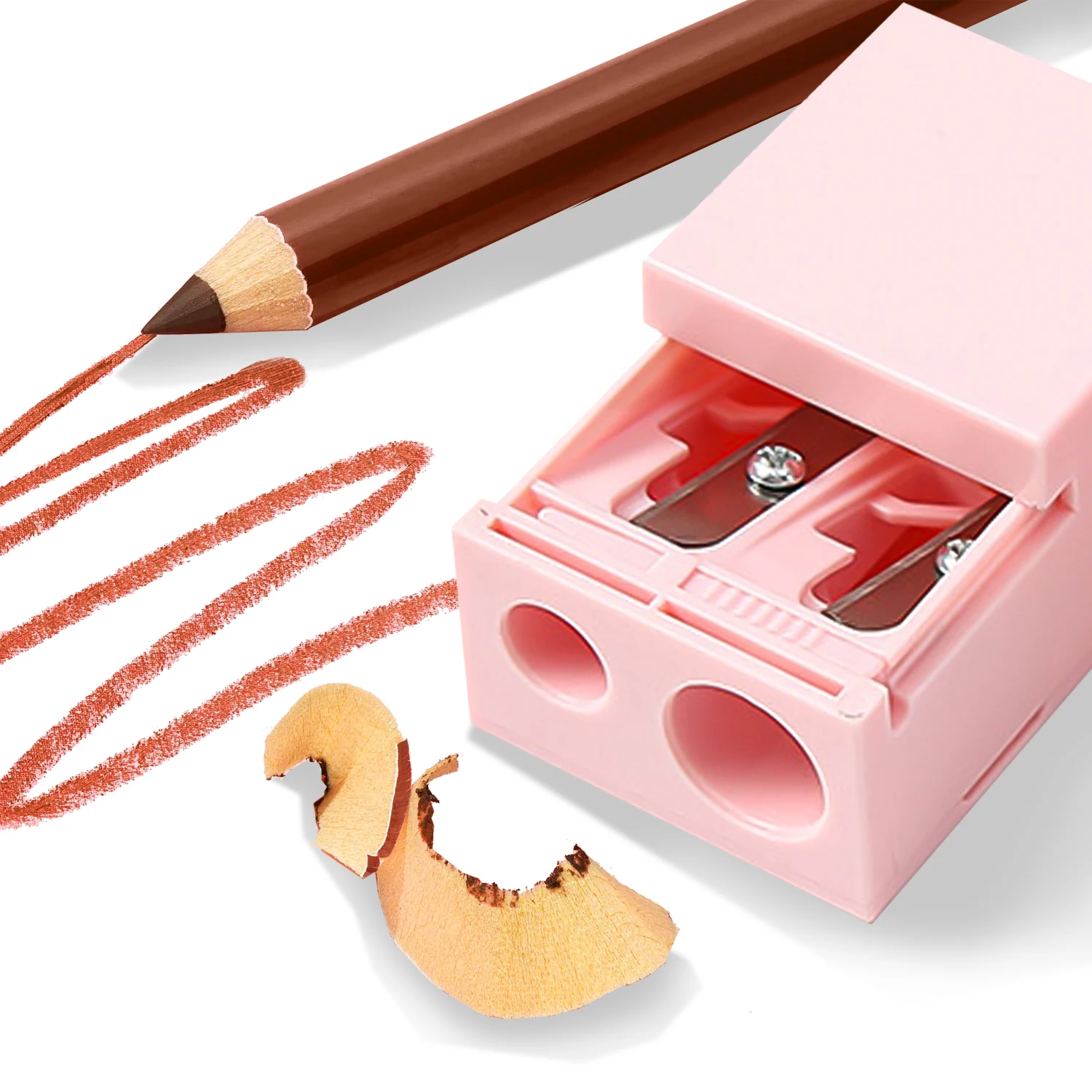 Makeup Plastic Manual pencil Sharpener cute Small mini Eyebrow lip liner cosmetic Double Hole Pencil Sharpener