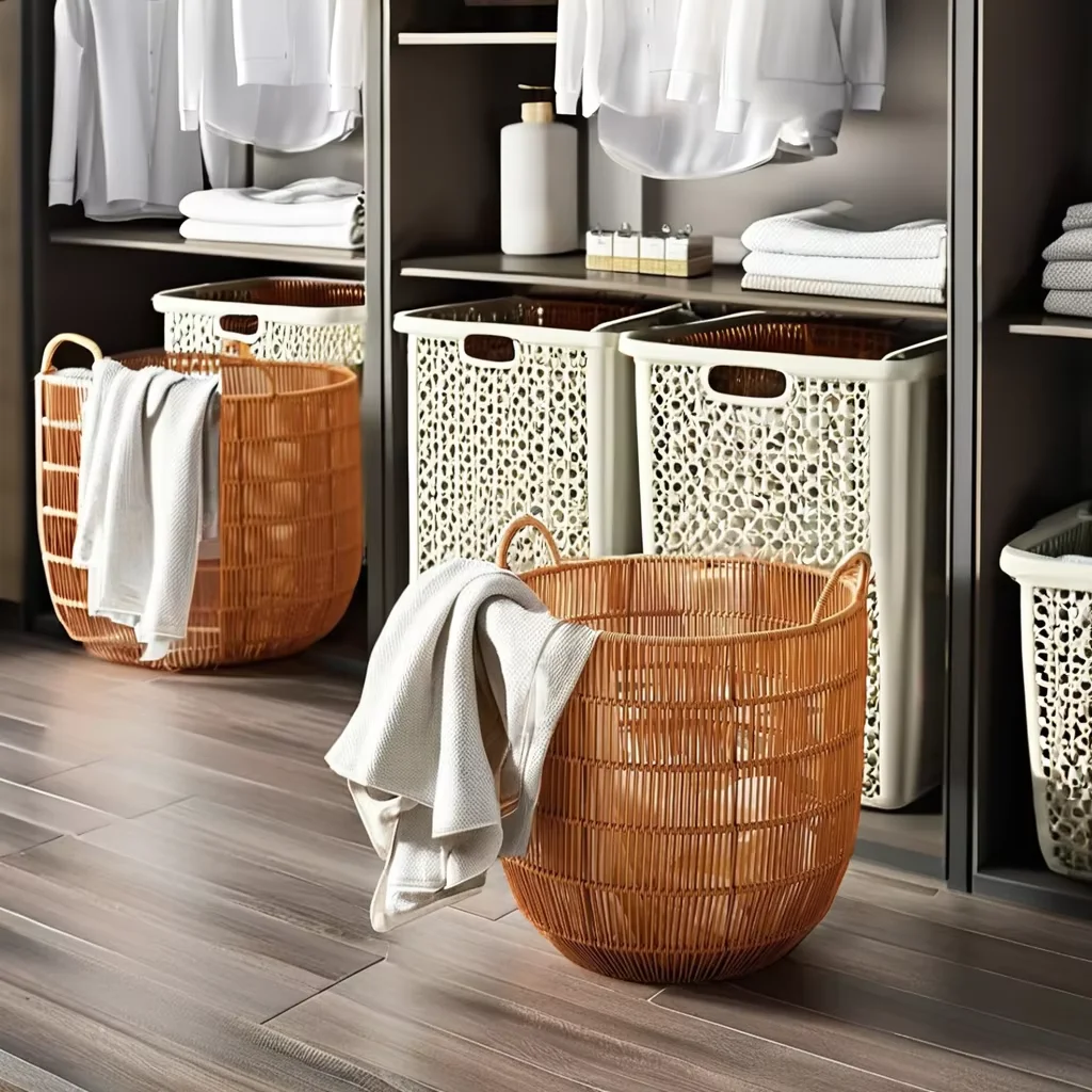 Handmade Anti-Rust Rattan Storage Basket Bamboo Woven Laundry Basket for Dirty Clothes Home & Guest Room-New Product