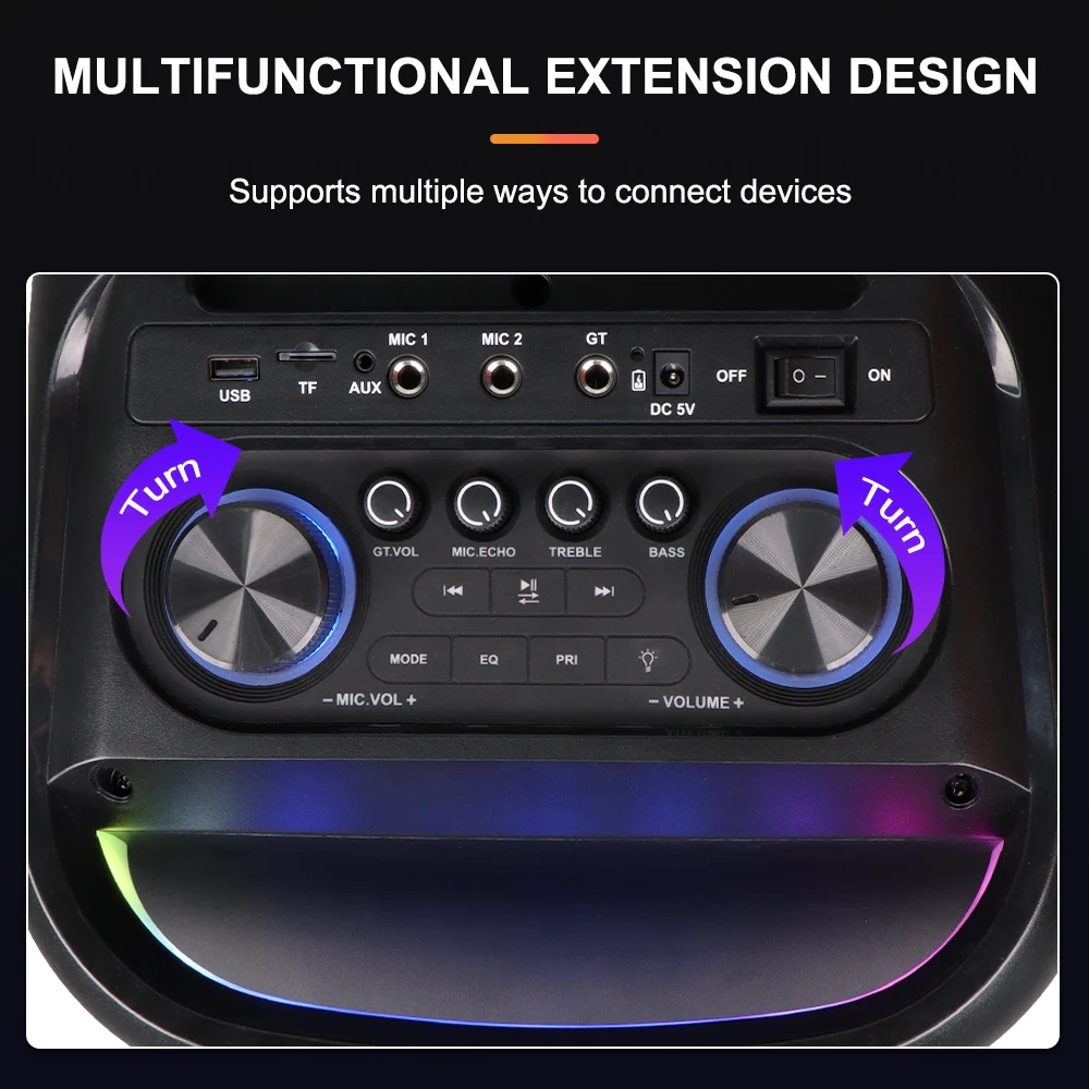 SING-E ZQS8258 изготовленный завод настраиваемый OEM/ODM динамик RGB Светодиодное освещение 50 Вт рожок для вечеринки компьютерный сценический мобильный телефон