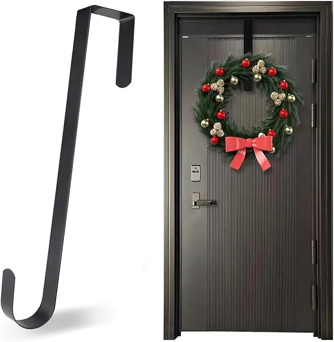 Gresorth Black White Metal Single Hooks 12 Inch Wreath Hanger For Front Door Door Hanging Hooks Decorations