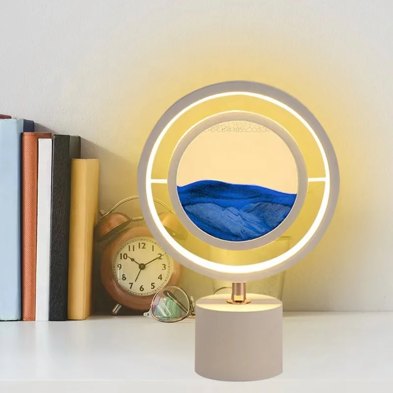 LED Lamp Quicksand Moving Rotating Art Sand Scene Dynamic Living Room Decoration Accessories Modern Home Decor Gift