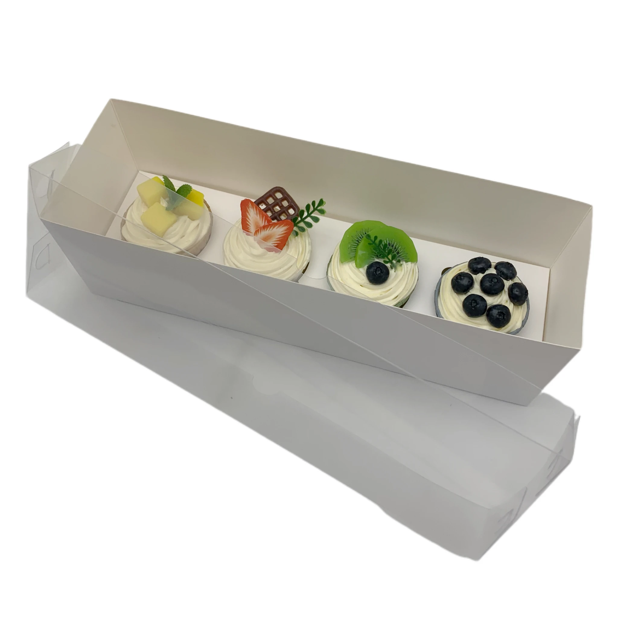 box with window 3/4/5hole cupcake packaging boxes custom cake box high quality bakery packing rectangular PET lid cake cardboard