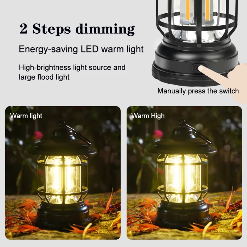 Outdoor Emergency Ultra Bright COB Tent Light with hook 3*AA battery LED Camping Lantern for Camping Hiking Fishing
