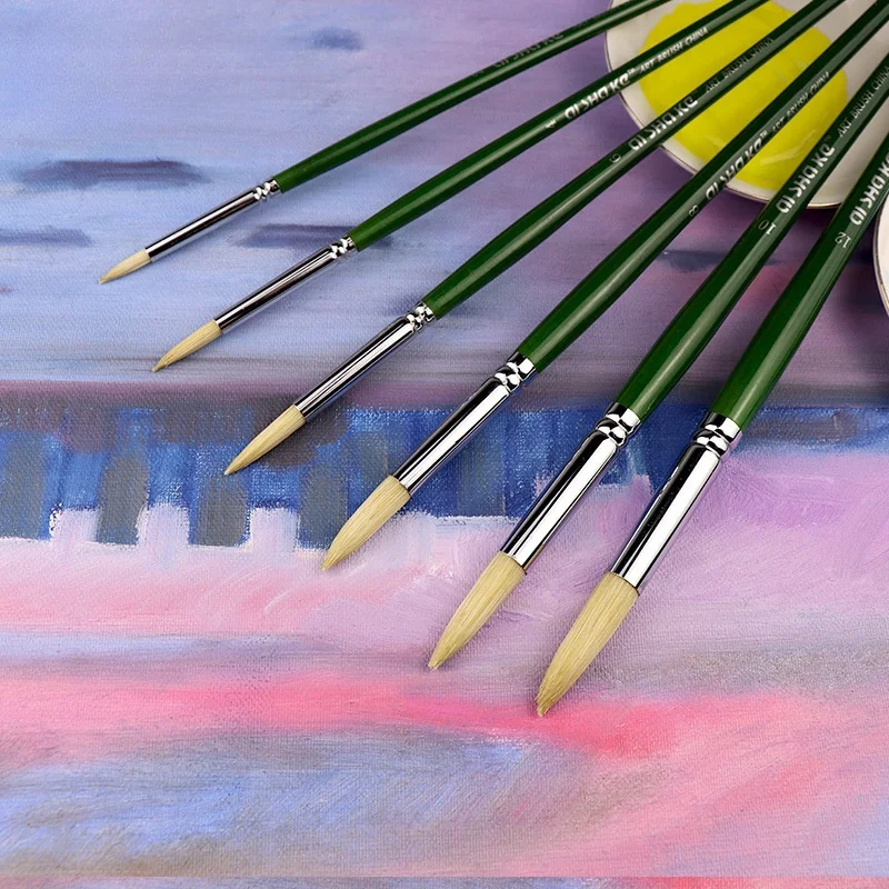 New Professional 6-Piece Paint Brush Set Artis Bristle Oil Painting Brushes