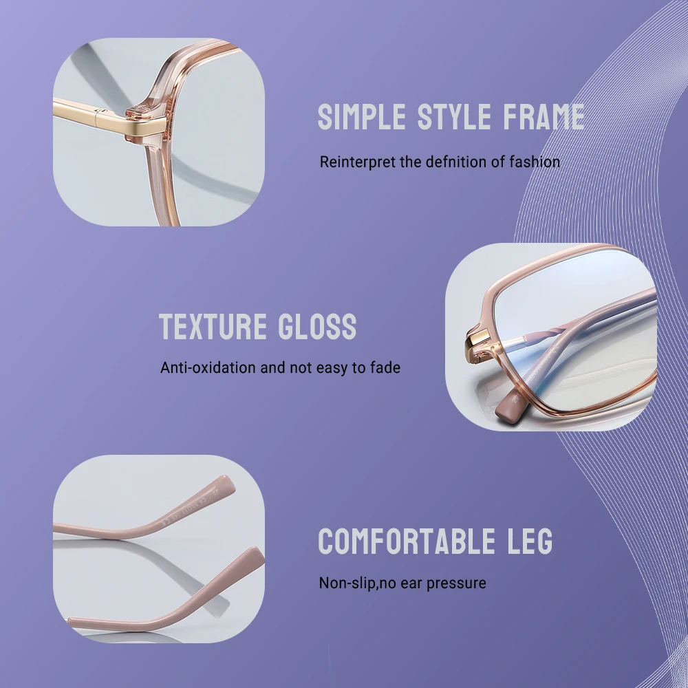 Unisex High Quality TR90 Metal Oversize Optical Glasses Frames Designer Brand Trendy Fashionable Eyeglasses