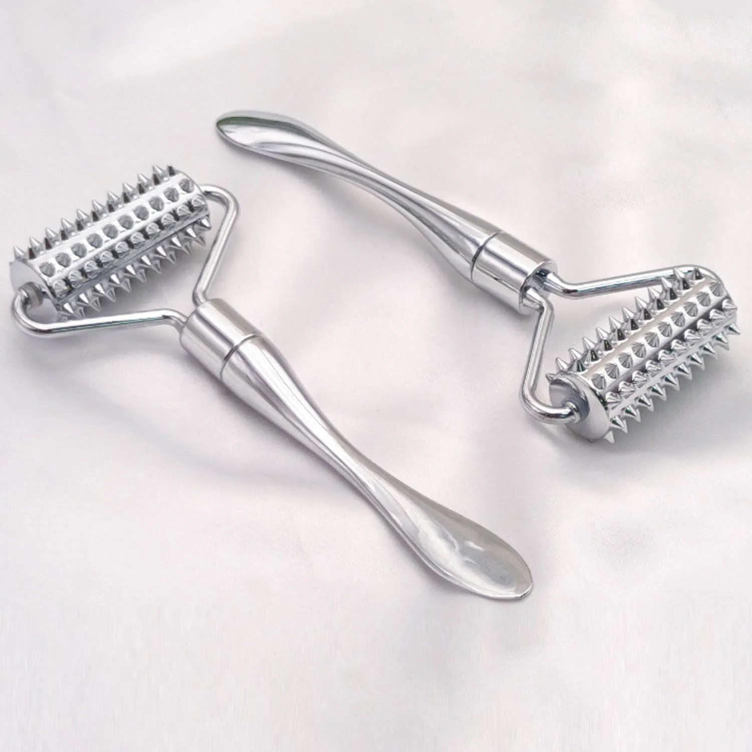 Колючие алюминиевая откидная головка ручка уход за кожей лица массажный ролик из ЭВА средство для ухода с рельефным рисунком роликовый массаж металла риджами в рулоне