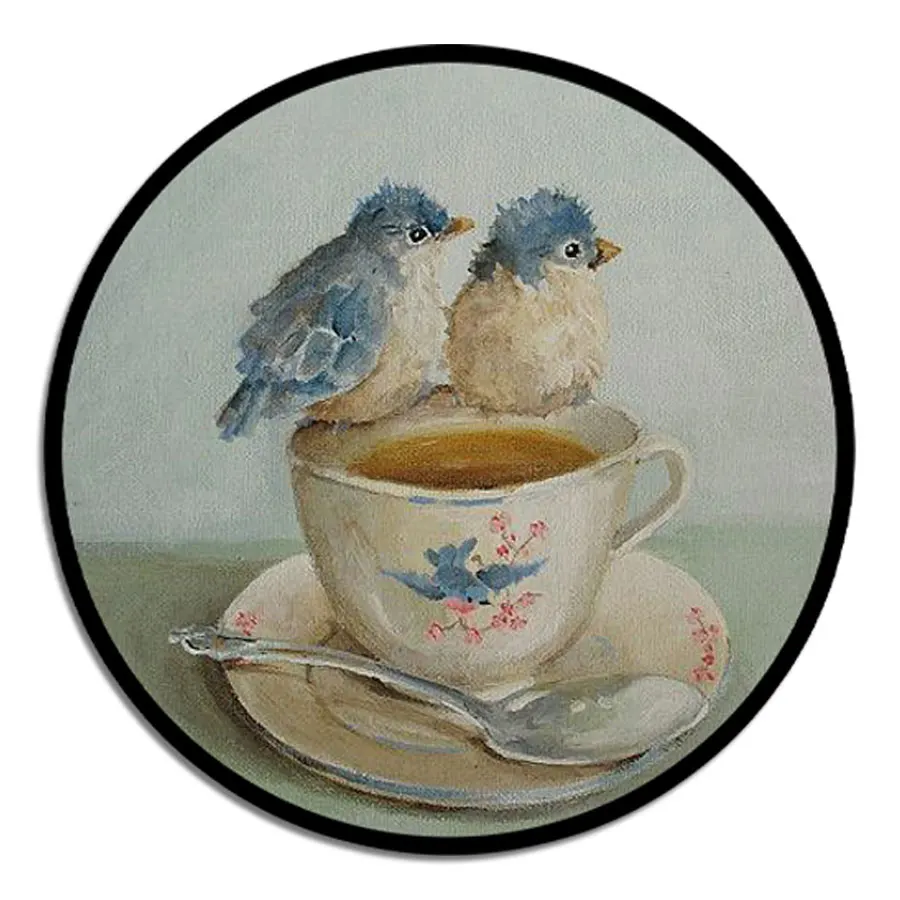 Original Art Custom Handpainted Modern Beautiful Bird with Cup Oil Painting Animal Home Wall Decor