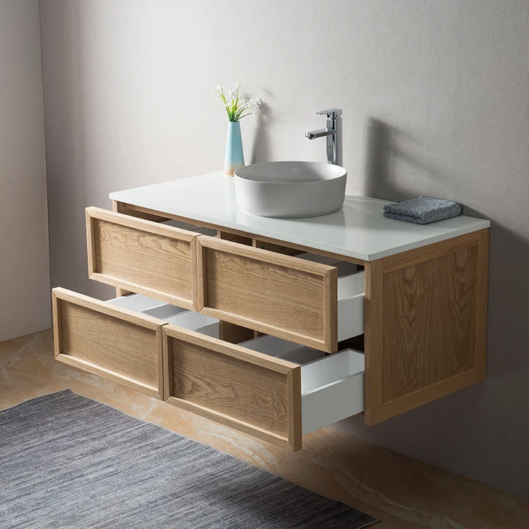 Luxury wall mounted hotel bathroom vanity furniture