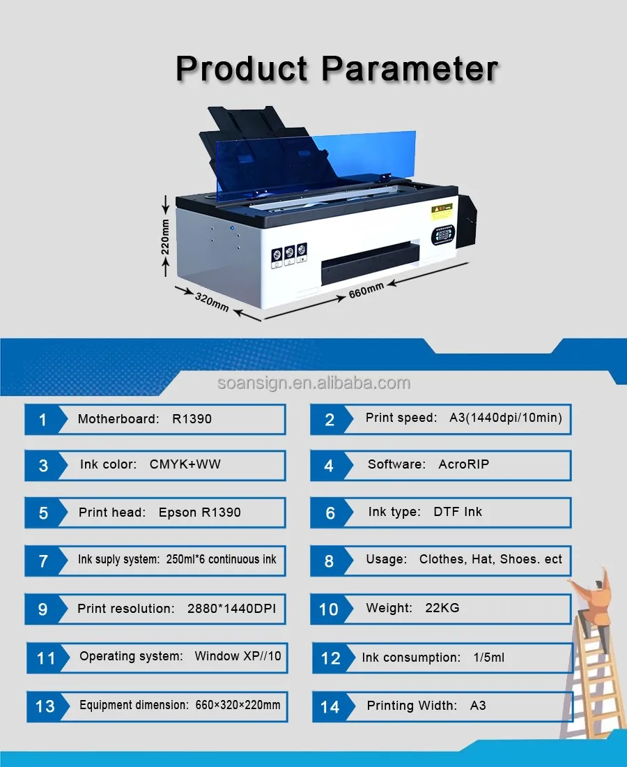 Hot Sell DTF Inkjet Printer Impresora XP600 L1800 DX5 christmas dtf T-Shirt Cloth Sticker Garment Printing Machine