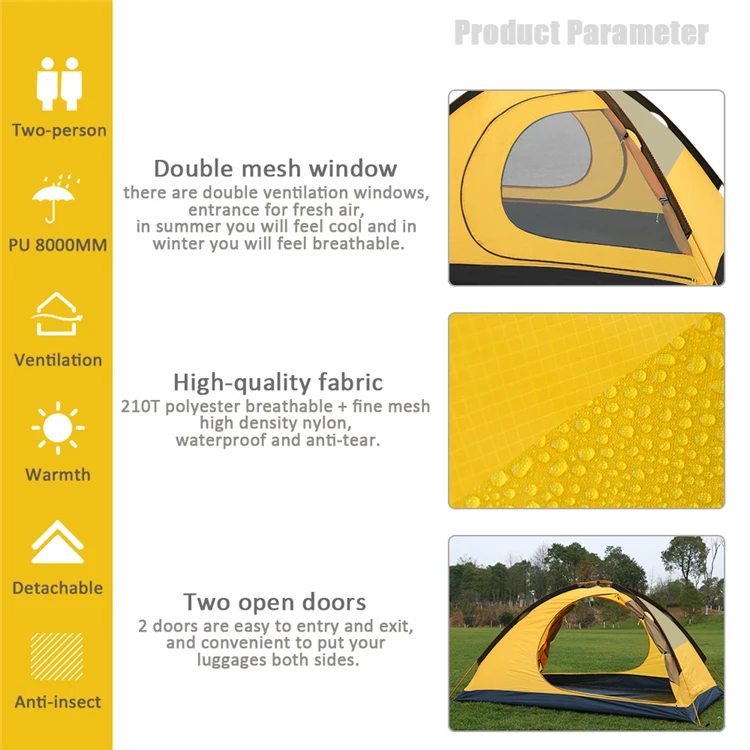 Hot Sale Geertop Custom 2 Person Outdoor waterproof portable Luxury Camping tent