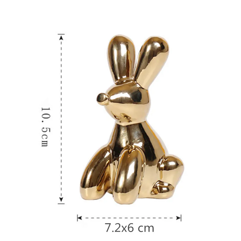 Gold Statue Decoration Home Decor Modern Ceramic Balloon Dog Rabbit Elephant Statues