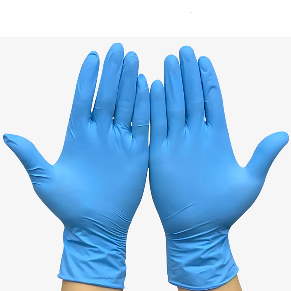 China Manufactory Luva Nitrilica Azul Noir Gants Jetables Medical Nitrile Pulv Gliove Blue