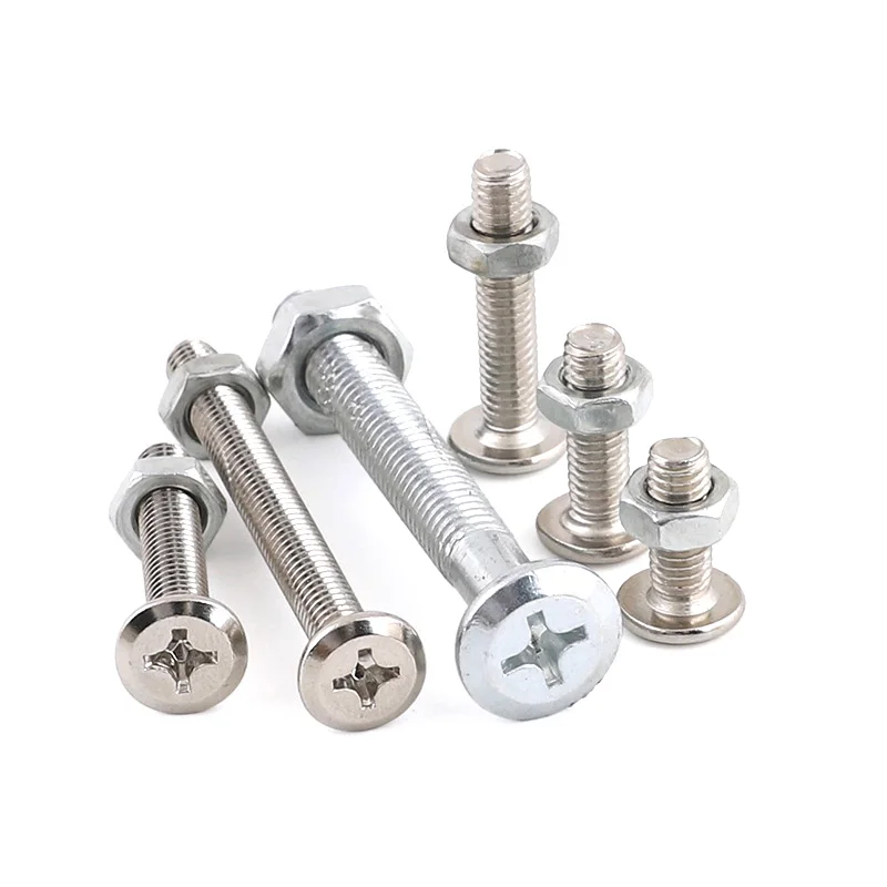 Flat Round Head Carbon Steel Phillips Inverted Edge Head Male Thread Bolt Screw Full Thread Suitable for Double Bed Furniture