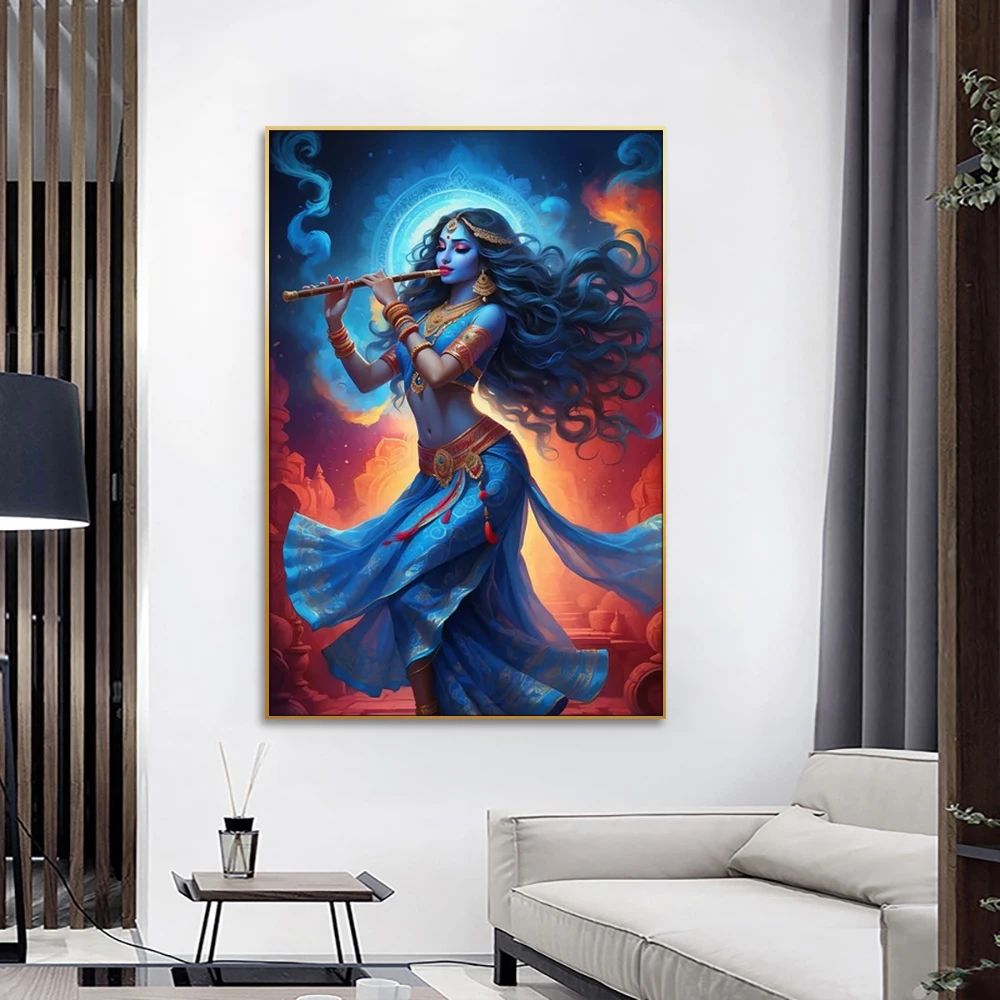 Большой Настенный декор Krishna из закаленного стекла