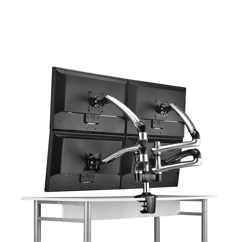 Sturdy Desk Mount for 4 Quad Monitor VESA Arm, Heavy Duty Fully Adjustabale