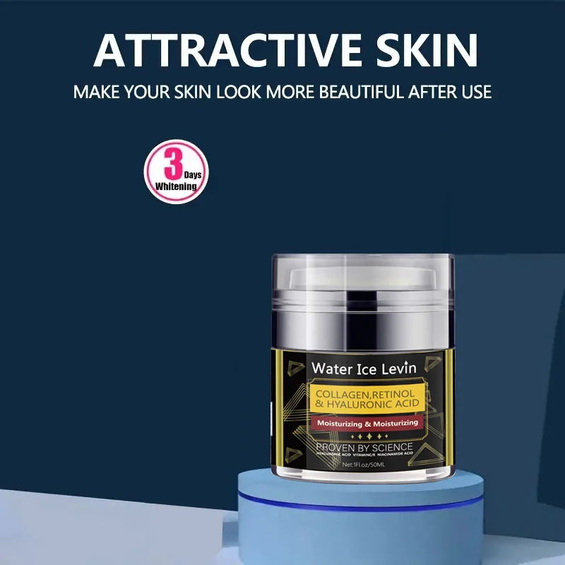 Anti wrinkle facial and neck moisturizer contains hyaluronic acid and retinol but does not contain hydroxybenzoate