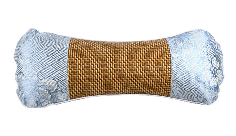 Lemei cool and breathable moxa grass summer household pillow ice silk bone shaped moxibustion neck protection pillow