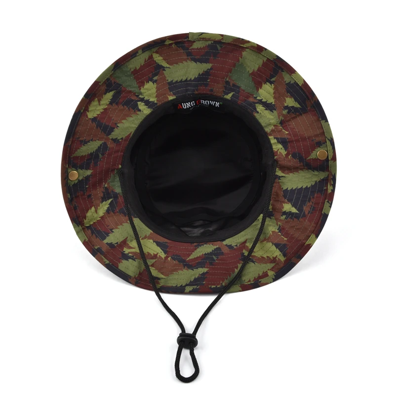 Outdoor Boonie Sun Hat Foldable Custom Camo Fisherman Women Men Cowboy Wide Brim Hiking Safari Summer Bucket Hats with Strings
