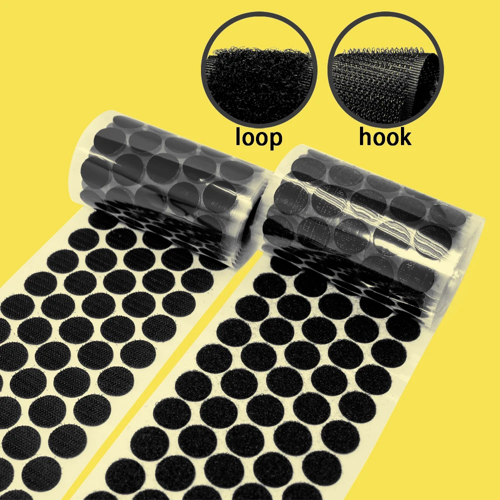 round squares adjustable printed heavy duty nylon self adhesive back dots circle tape logo rolls hook and loop dot