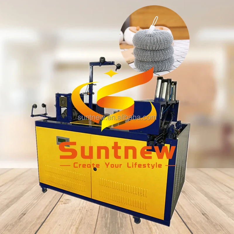 2 head double needles automatic galvanized steel wire mesh scourer scrubber making machine