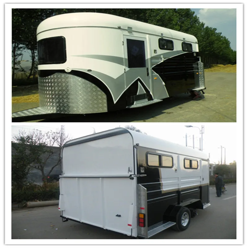 2024 4 Horses Gooseneck Float Trailer with Living Box Horse Loading Transportation Vehicle support Customization