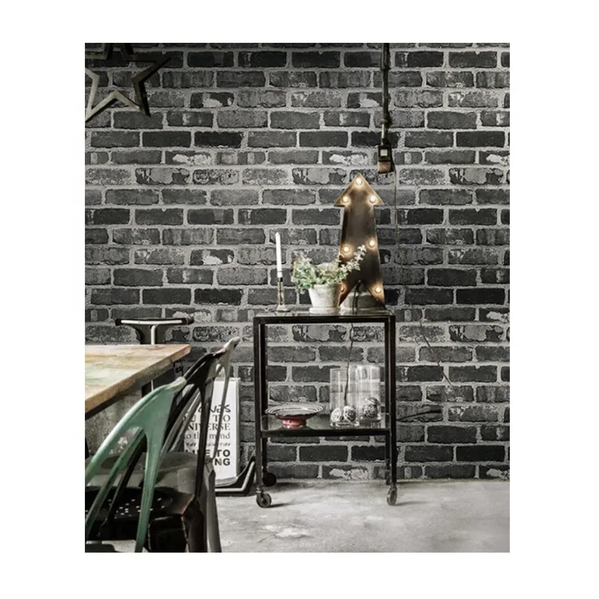 Restaurant Interior Wall Paper Brick Wallpaper 3D Rolls
