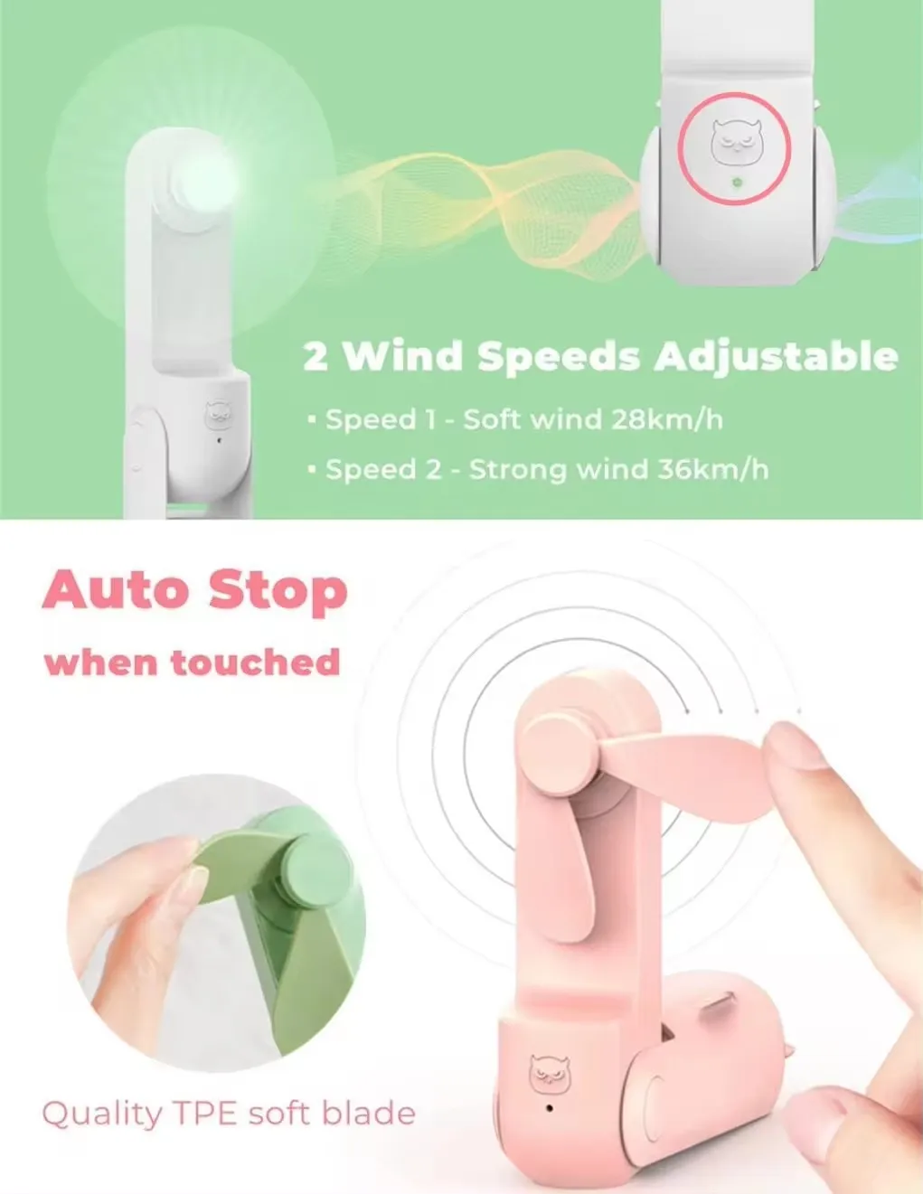 Desk Personal Custom USB Small Electric Handheld Cooler Cooling Car Rechargeable Hand Portable Mini Fan With Light Power Bank