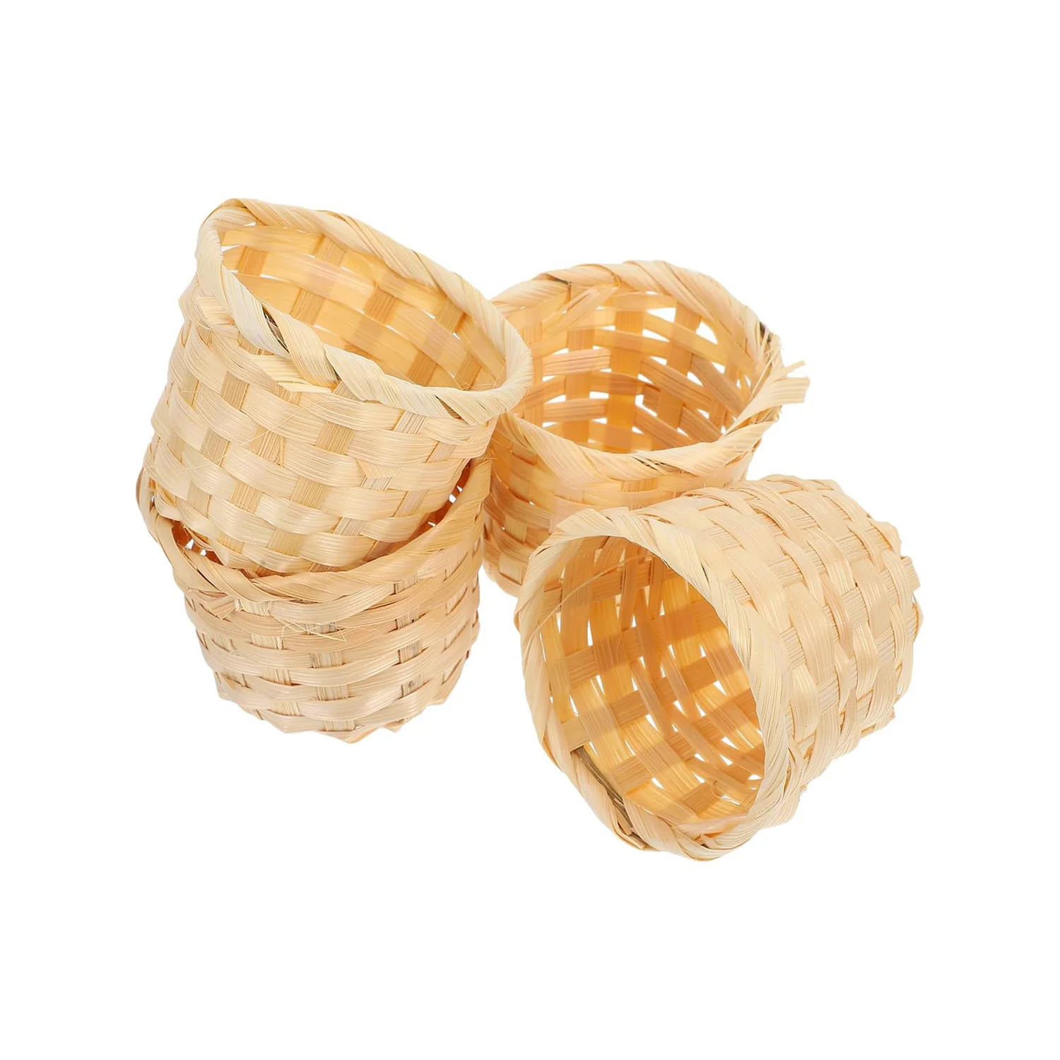 Mini pack of 4 Braided Basket Desk Weaving Round Storage Basket Bushel Baskets