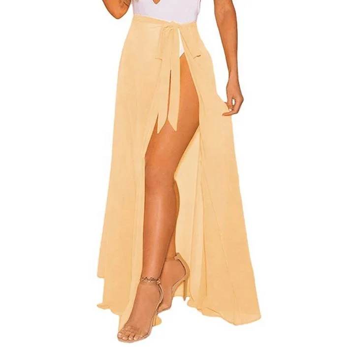 
FFD-01031 сплошной цвет купальный костюм накидка шифоновая Пляжная накидка длинная юбка купальник накидка для женщин 