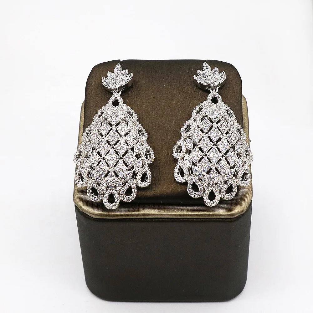 Bedazzled luxury designs rhodium and gold plated artificial bridal aaa cubic zircon jewelry set for nigeria women wedding