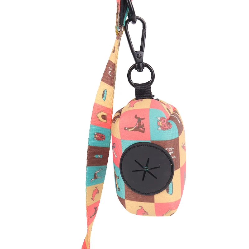 Custom strong heavy duty dog leash outdoor dog leash with poop bag dispenser portable brown waterproof dog leash set