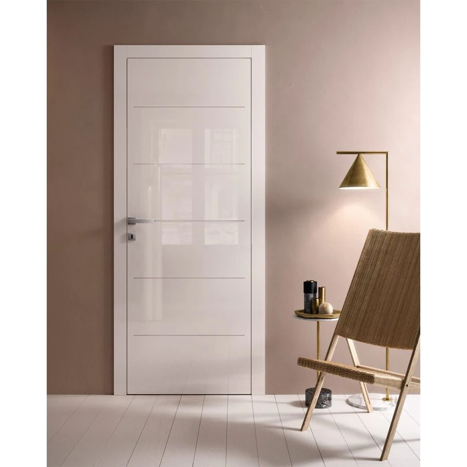 Modern Solid Wood Door Mdf Fire Prevention Interior Doors Flat Carving Sound Insulation Finish Wooden Door