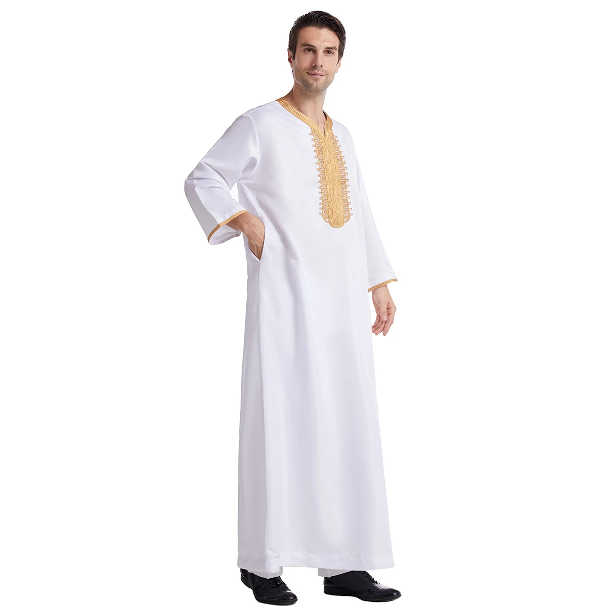 Wholesale All Season Quality Modern Middle East White Color Arabic Jubbah Daffah Qatar Robes Kurta Muslim Men Islamic Clothing
