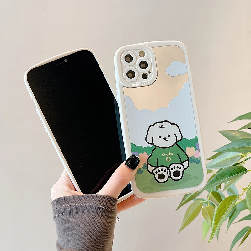 Mirror Bear Girly Women Fashion TPU Mobile Cover for iPhone Case Origina Cases of Glass For iPhone 7 Plus For iPhone Case