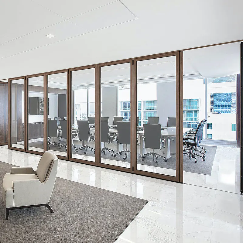 Large View Thermal Break Soundproofing Aluminum Double Glass  Bifold Door Aluminum Bifold Exterior Door