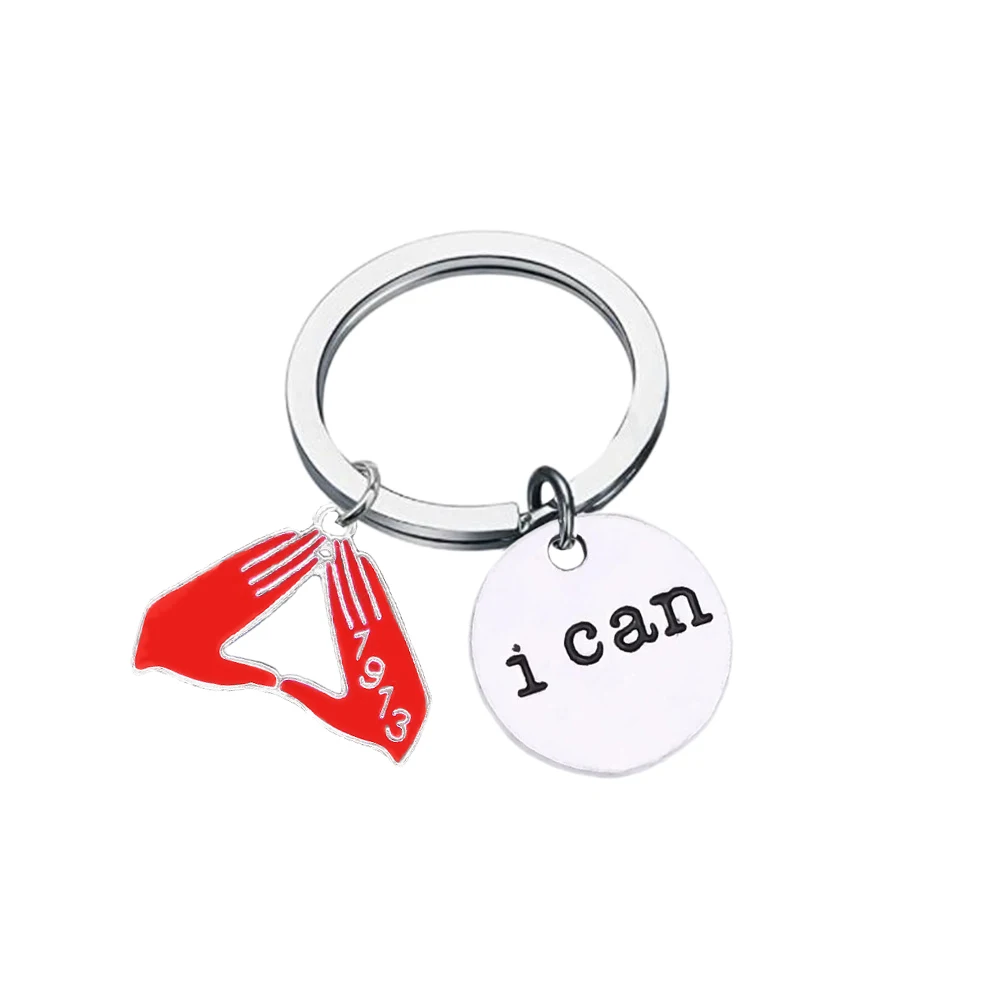 Minimalist Design Greek Delta 1913 Inspirational Accent Triangle Gesture Symbol Pendant Making Statement Sorority Keychain