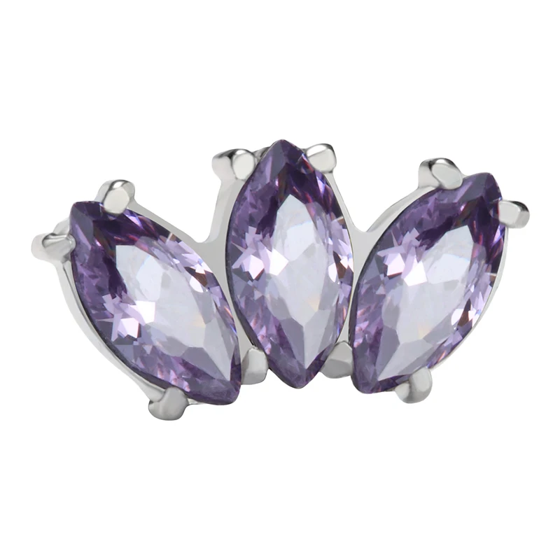 Giometal ASTM F136 Titanium Amethyst Crystal CZ Threadless Ends Conch Helix Tragus Ear Labret Piercing Body Jewelry Factory