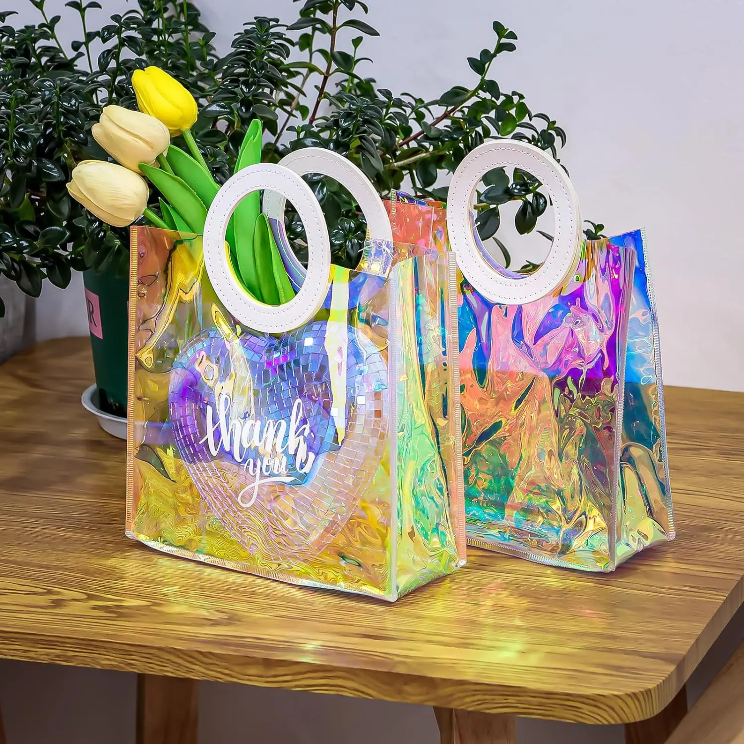Custom Women Clear Tote Bag Waterproof PVC  Shopper Fashion Shoulder Shopping Transparent Jelly plastic bag