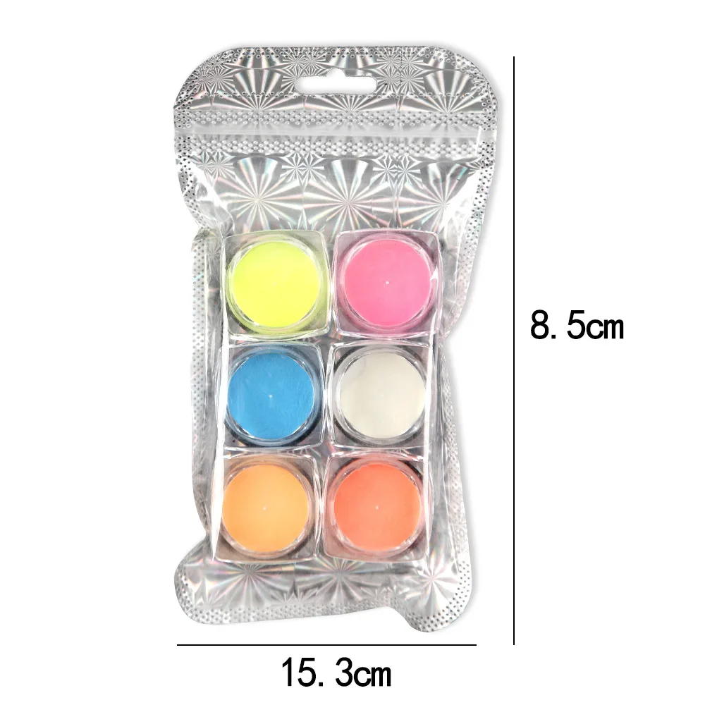 Hot Sale Nail Art  Iridescent Glitter Ultrafine Luminous Pearlescent High-Gloss 12 Colors Neon Pigment Nail Powder
