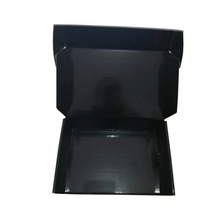 eco friendly competitive price custom logo glossy black luxury carton shipping long small postage corrugated boxes